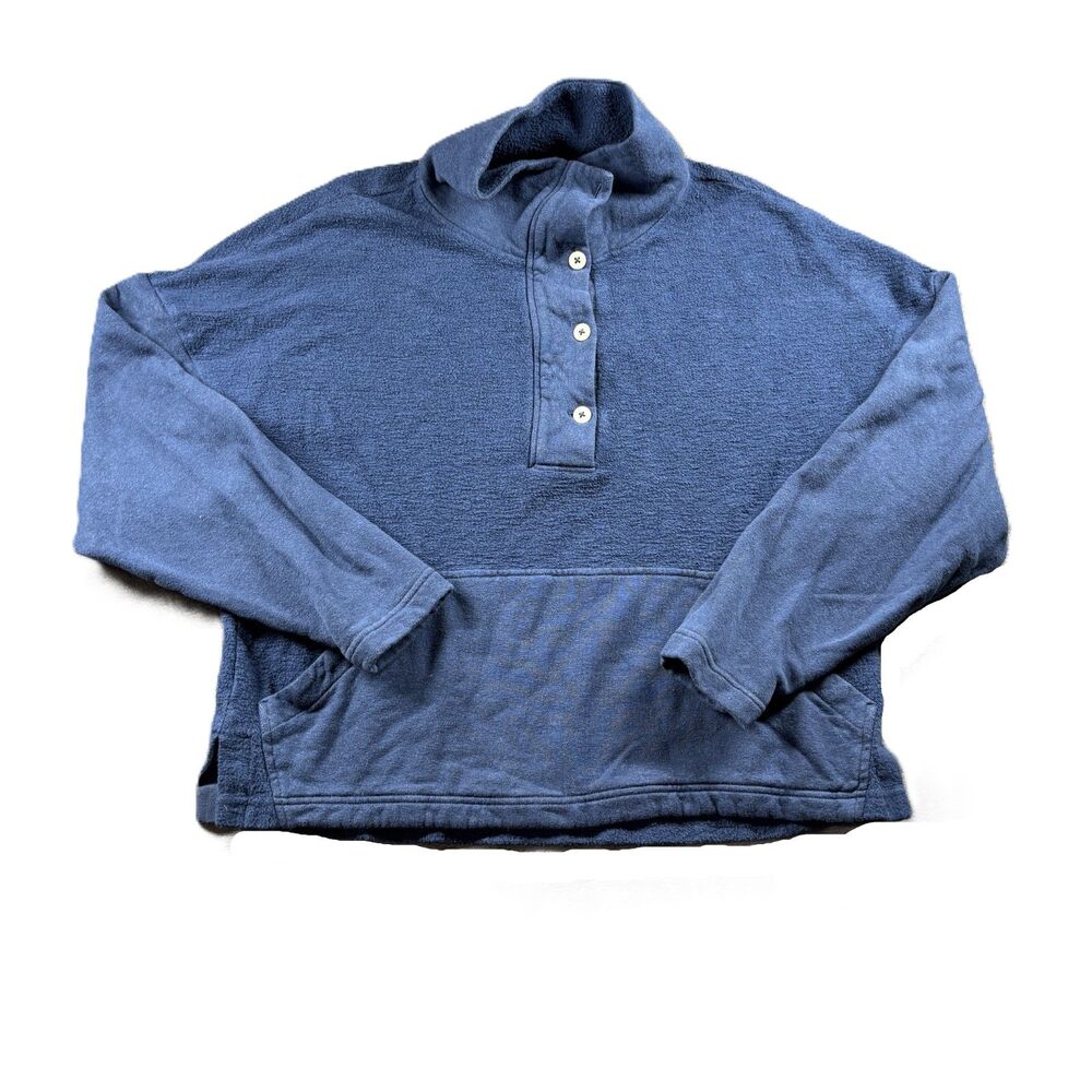 REI Co-op Women Wallace Lake Pullover Mock Neck Waffle Knit Blue Medium Q140